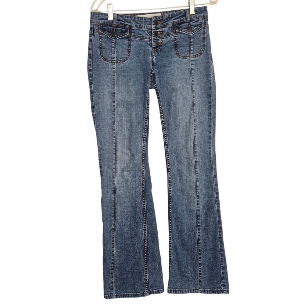Vintage Y2K Mossimo Denim Low Rise Jeans Junior 5 Flare Flap Pockets Light Wash